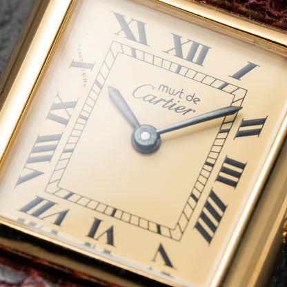 Cartier Tank Must de Roman Lemon Dial Vermeil PM 1980s
