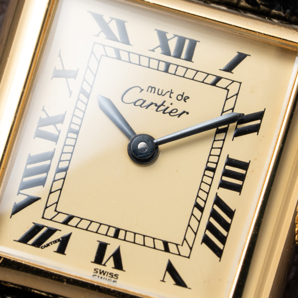Cartier Tank Must de Roman Lemon Dial Vermeil PM 1980s