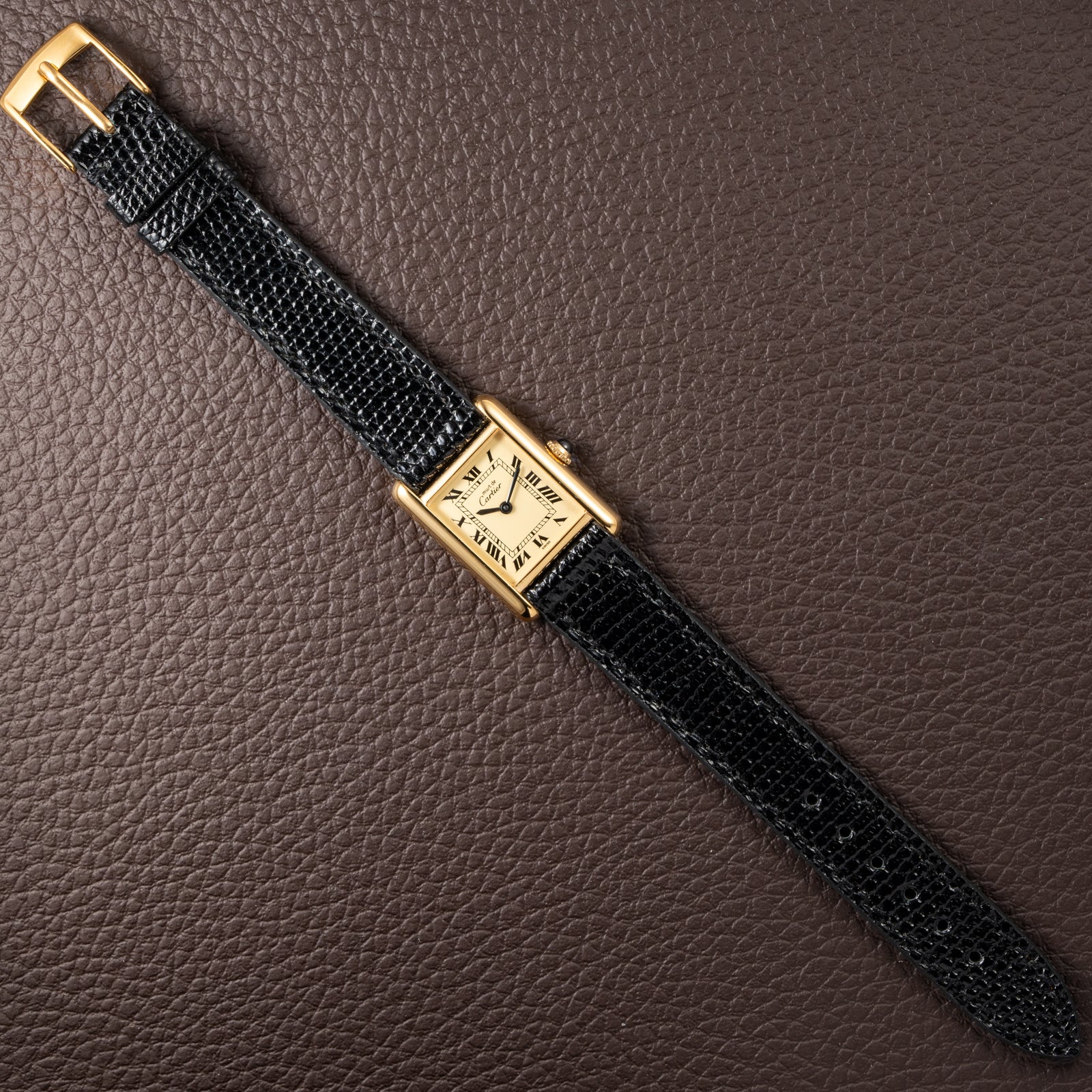 Cartier Tank Must de Roman Lemon Dial Vermeil PM 1980s