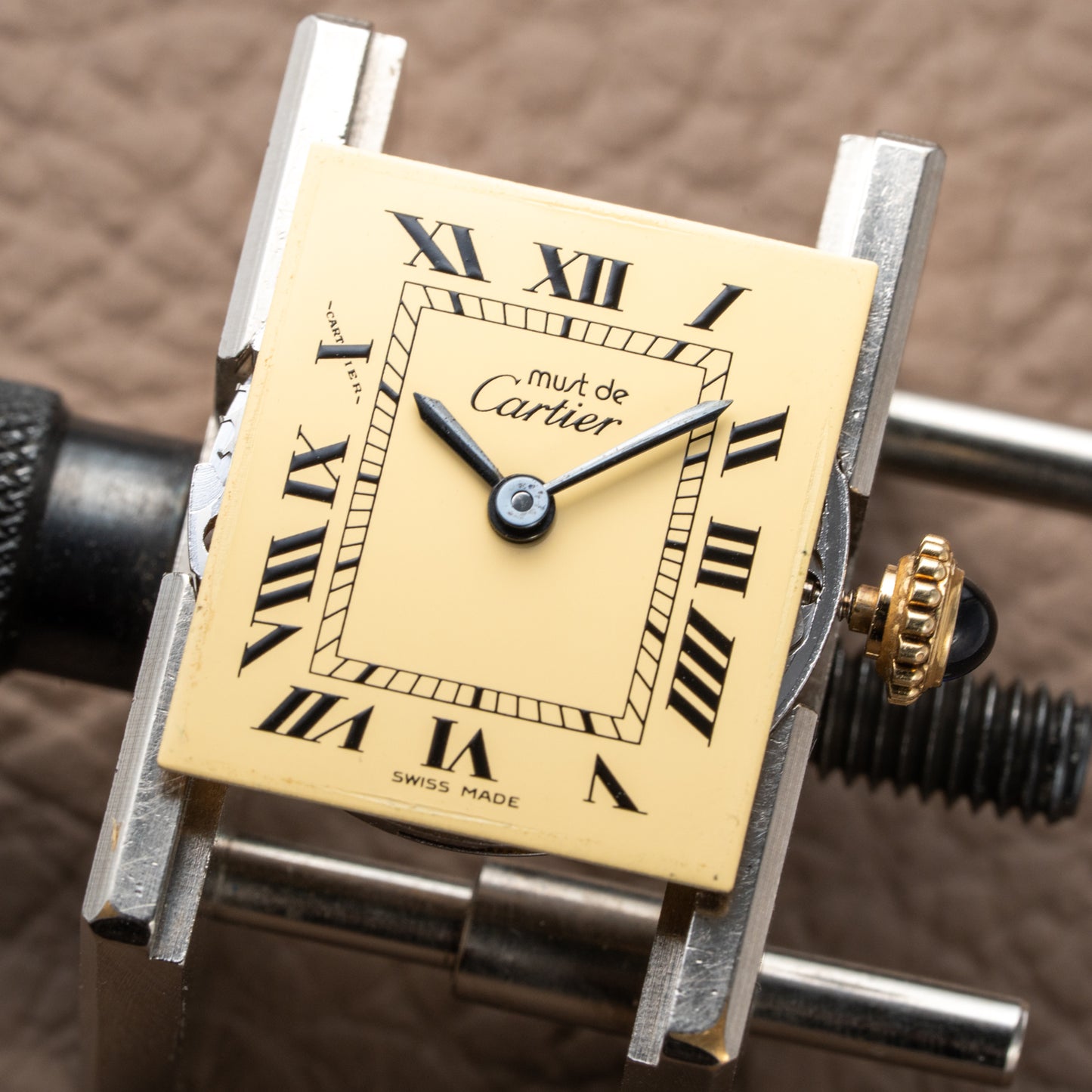 Cartier Tank Must de Roman Lemon Dial Vermeil PM 1980s