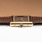 Cartier Tank Must de Vermeil ‘Turtle Shell’ Brown Wood Dial PM from 1980s