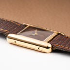 Cartier Tank Must de Vermeil ‘Turtle Shell’ Brown Wood Dial PM from 1980s