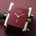 Cartier Must de Tank Vermeil Burgundy Red Dial GM 1980s
