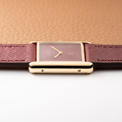 Cartier Must de Tank Vermeil Burgundy Red Dial GM 1980s