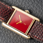 Cartier Must de Tank Vermeil Burgundy Red Dial PM 1980s