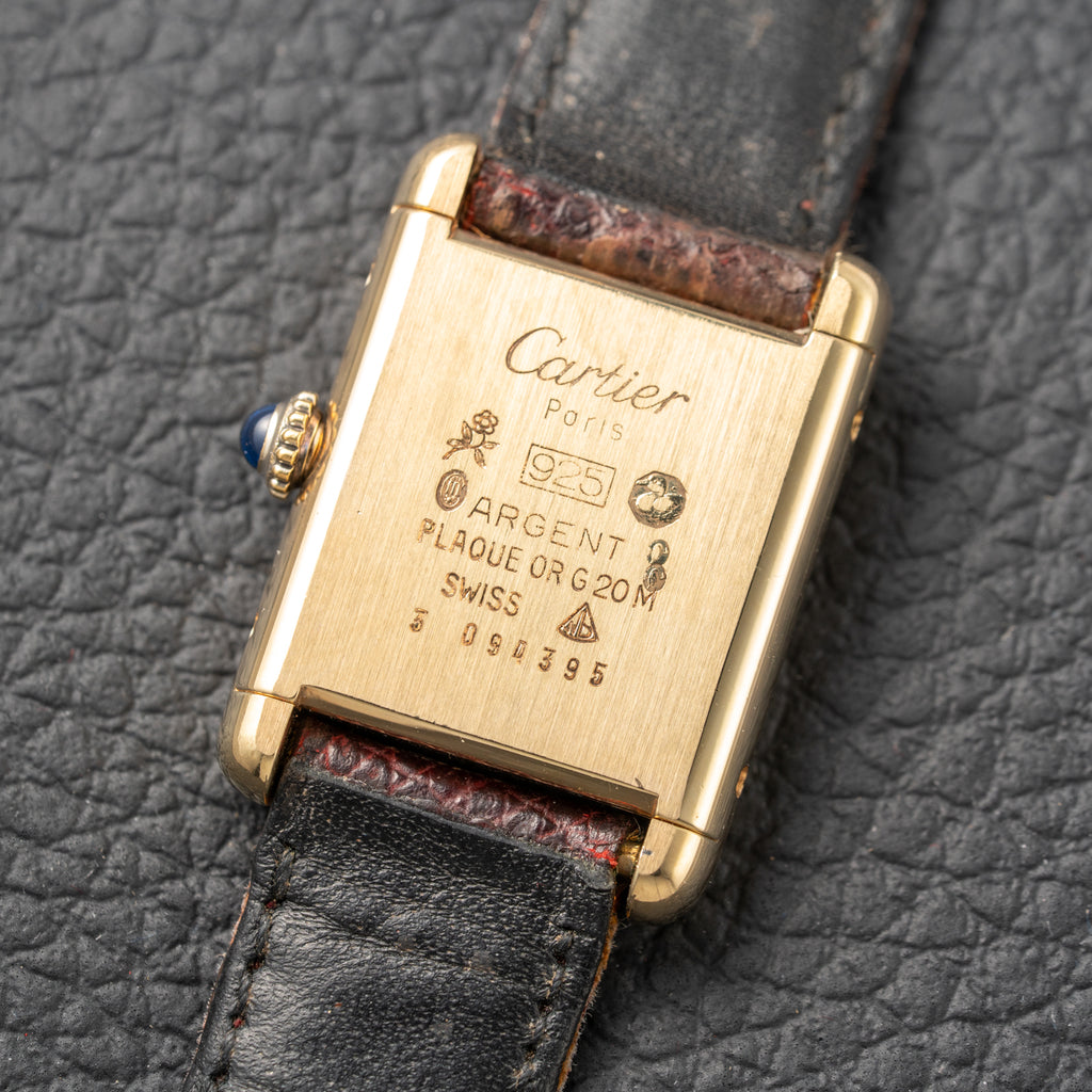 Cartier Must de Tank Vermeil Burgundy Red Dial PM 1980s