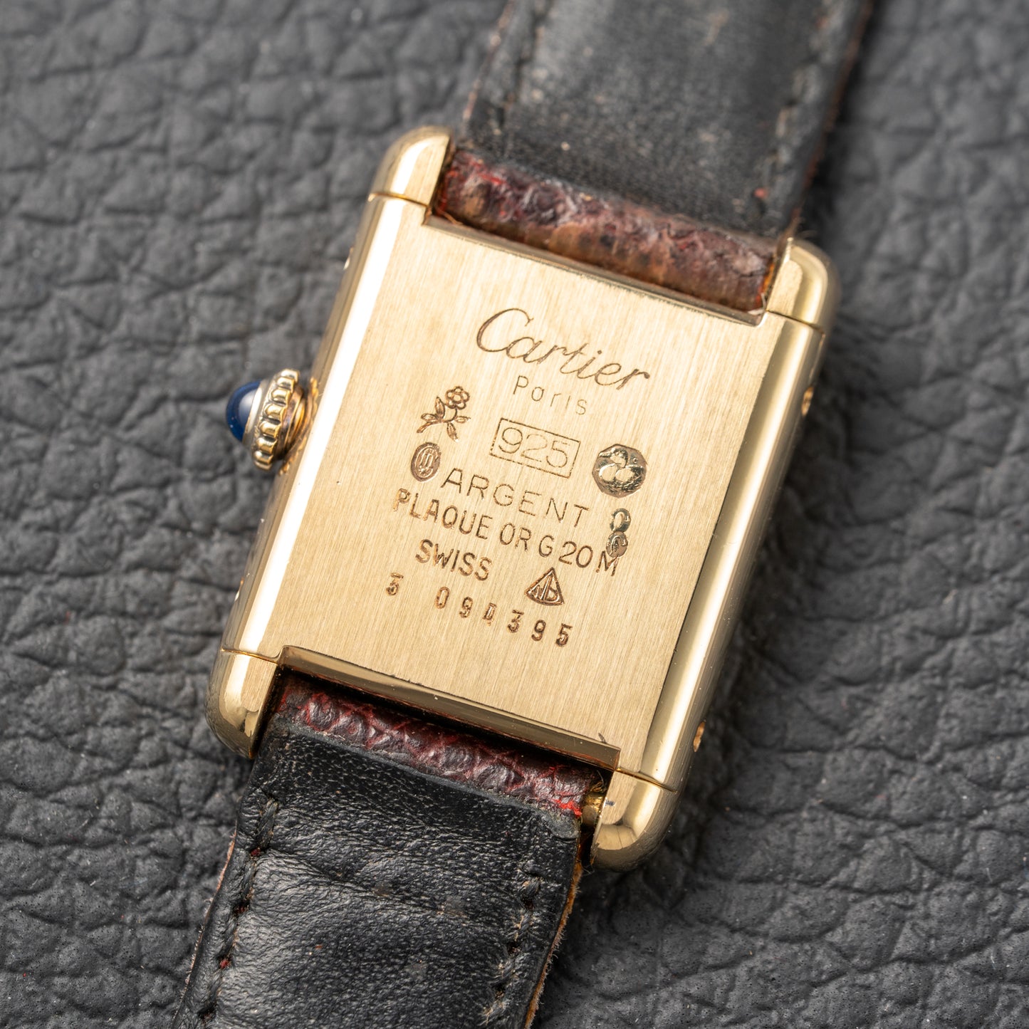 Cartier Must de Tank Vermeil Burgundy Red Dial PM 1980s