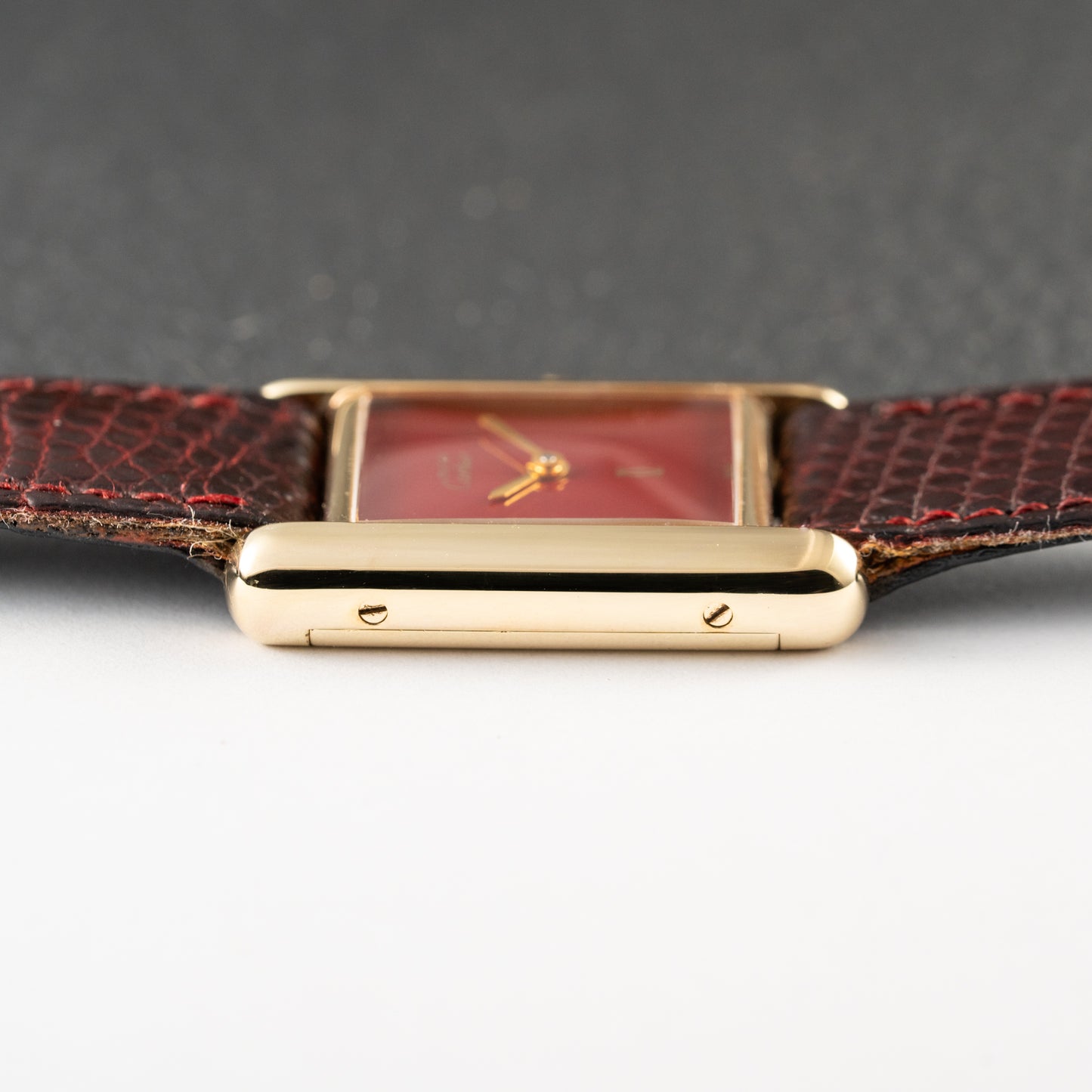 Cartier Must de Tank Vermeil Burgundy Red Dial PM 1980s