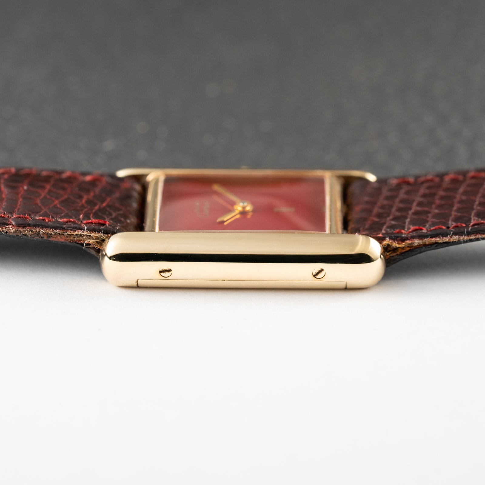 Cartier Must de Tank Vermeil Burgundy Red Dial PM 1980s