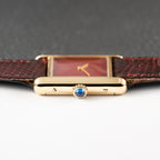 Cartier Must de Tank Vermeil Burgundy Red Dial PM 1980s