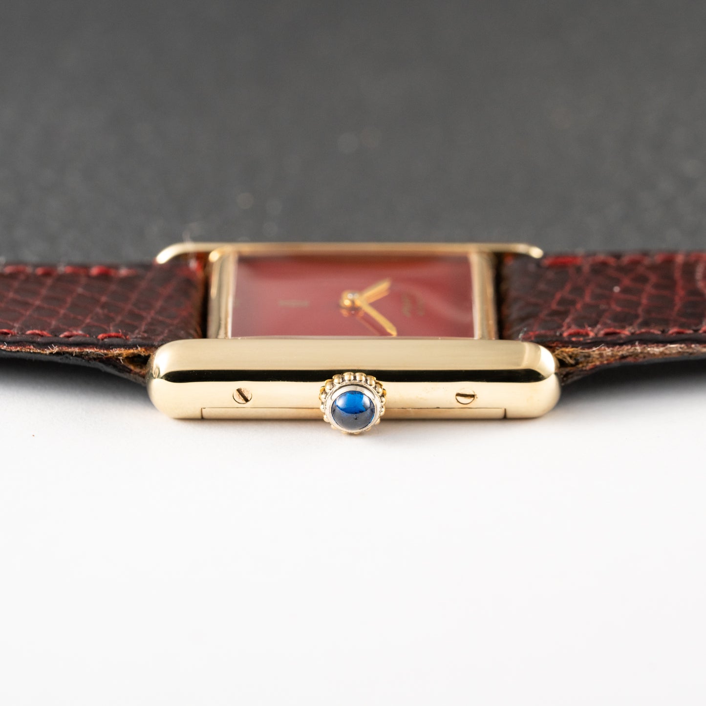 Cartier Must de Tank Vermeil Burgundy Red Dial PM 1980s