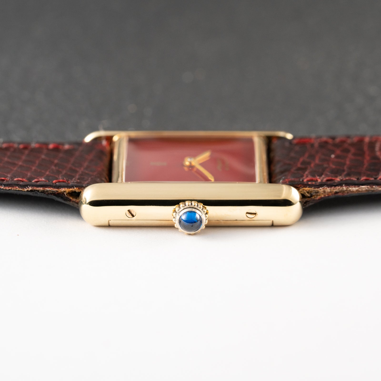 Cartier Must de Tank Vermeil Burgundy Red Dial PM 1980s