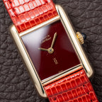 Cartier Tank Must de Burgundy Red Dial Vermeil PM 1980s