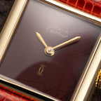 Cartier Tank Must de Burgundy Red Dial Vermeil PM 1980s