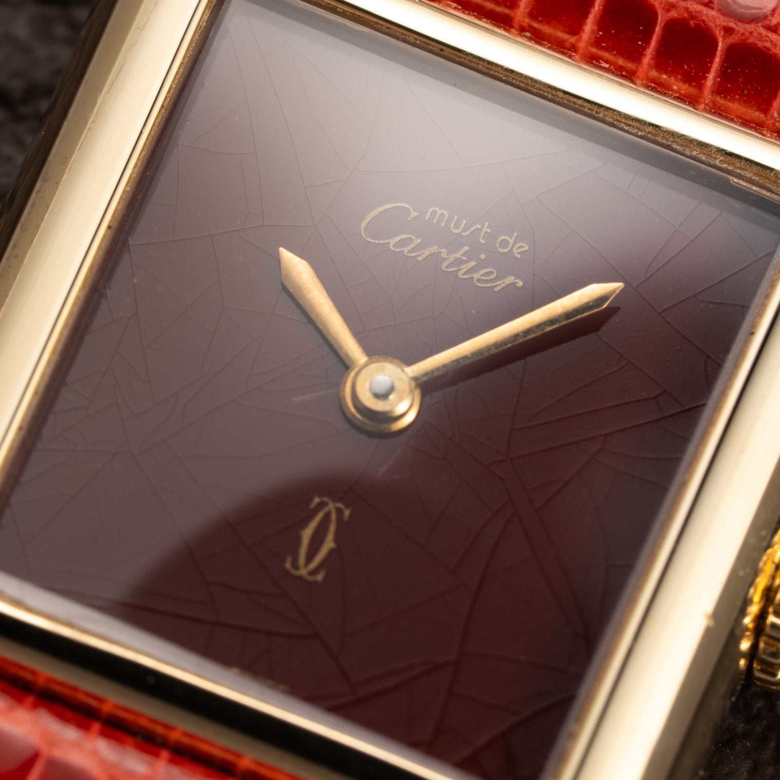 Cartier Tank Must de Burgundy Red Dial Vermeil PM 1980s