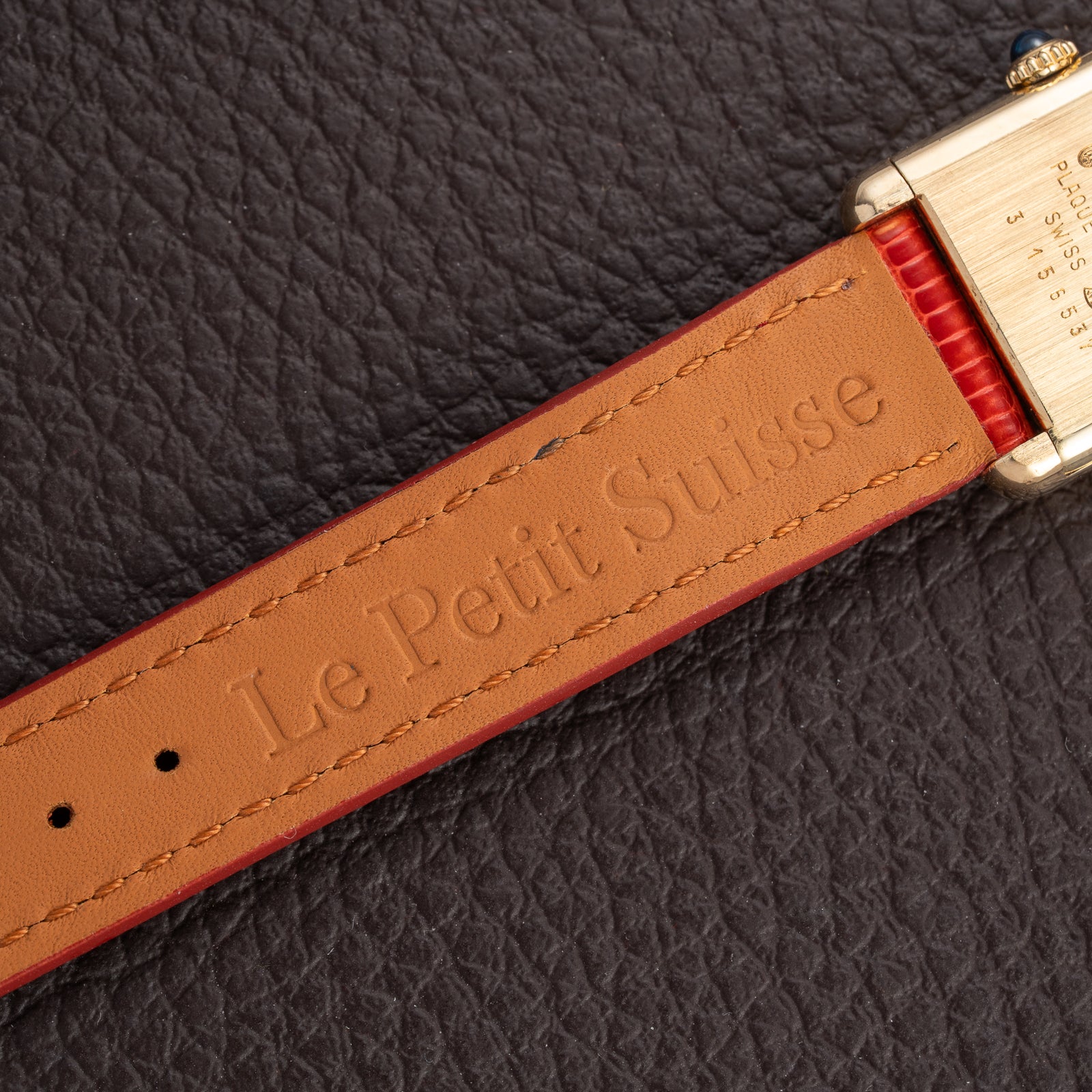 Cartier Tank Must de Burgundy Red Dial Vermeil PM 1980s