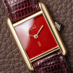 Cartier Must de Tank Vermeil Burgundy Red Dial PM 1980s