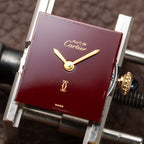 Cartier Must de Tank Vermeil Burgundy Red Dial PM 1980s