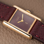 Cartier Must de Tank Vermeil Burgundy Red Dial PM 1980s