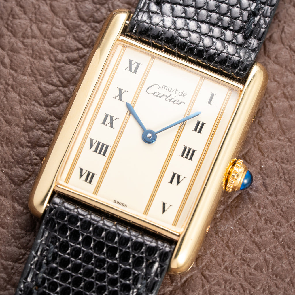 Cartier Tank Must de Vermeil GM Vendôme Roman Column Dial Ref. 590005 From 1990s
