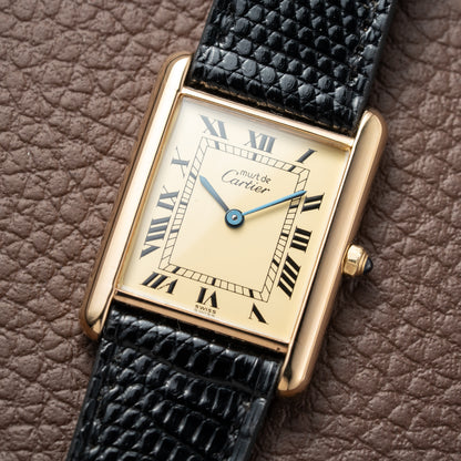 Cartier Must de Tank Vermeil Lemon Roman Dial Reference 6 81006