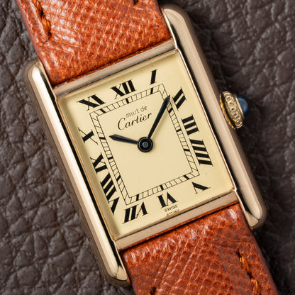 Cartier Tank Vermeil Roman Lemon Dial PM