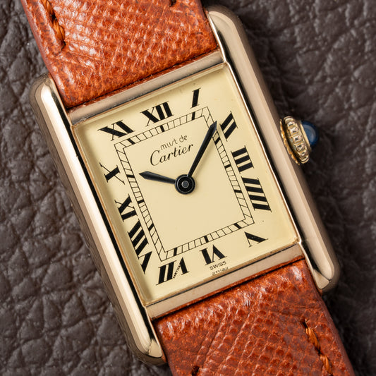 Cartier Tank Vermeil Roman Lemon Dial PM
