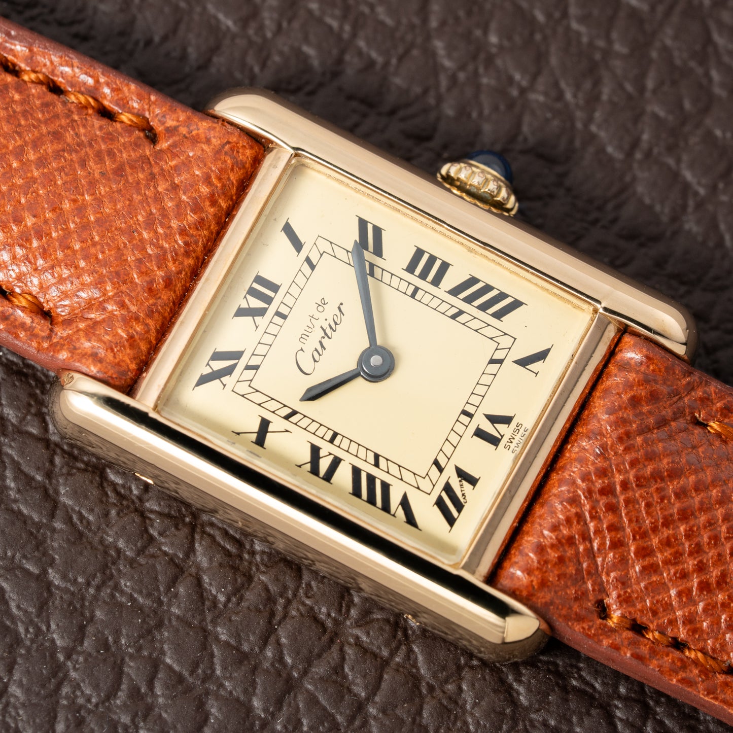 Cartier Tank Vermeil Roman Lemon Dial PM