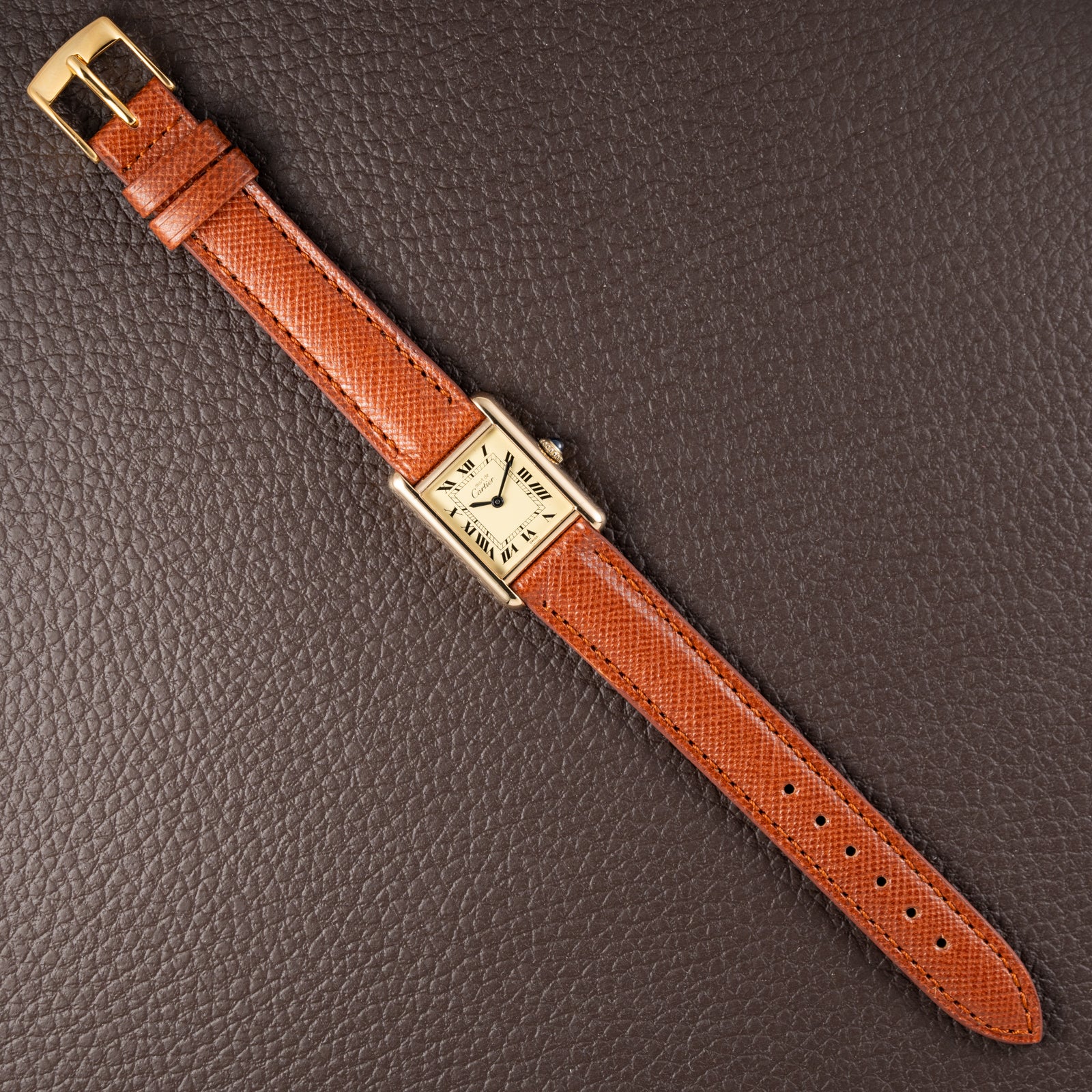Cartier Tank Vermeil Roman Lemon Dial PM