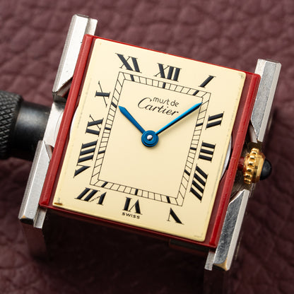 Cartier Tank Must de Vermeil Classic Roman Lemon Dial Ref 590005 from 1990s