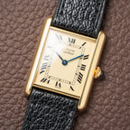 Cartier Tank Must de Vermeil Classic Roman Lemon Dial Ref 590005 from 1990s