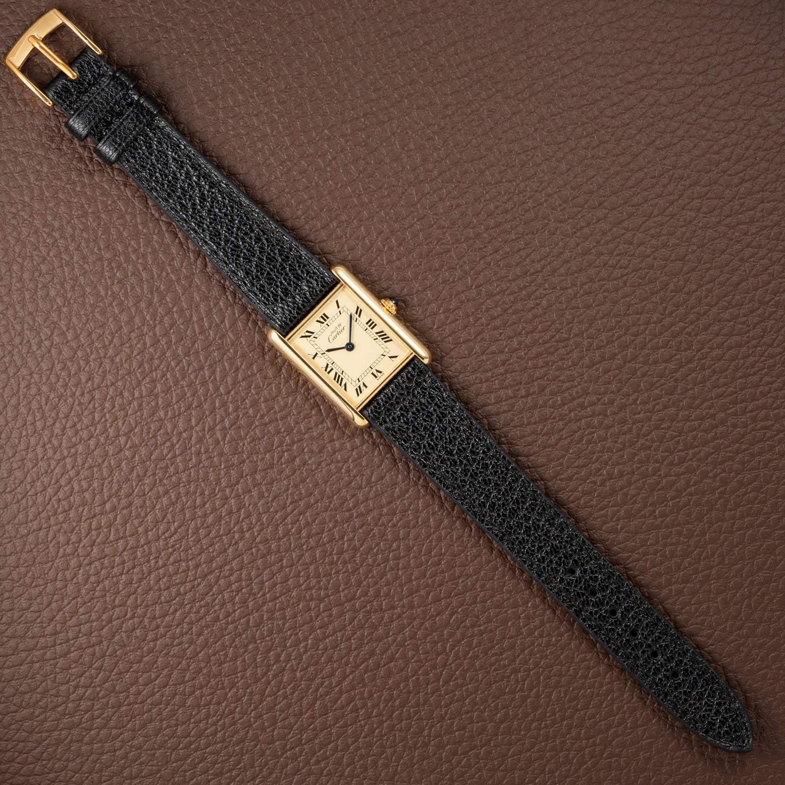 Cartier Tank Must de Vermeil Classic Roman Lemon Dial Ref 590005 from 1990s