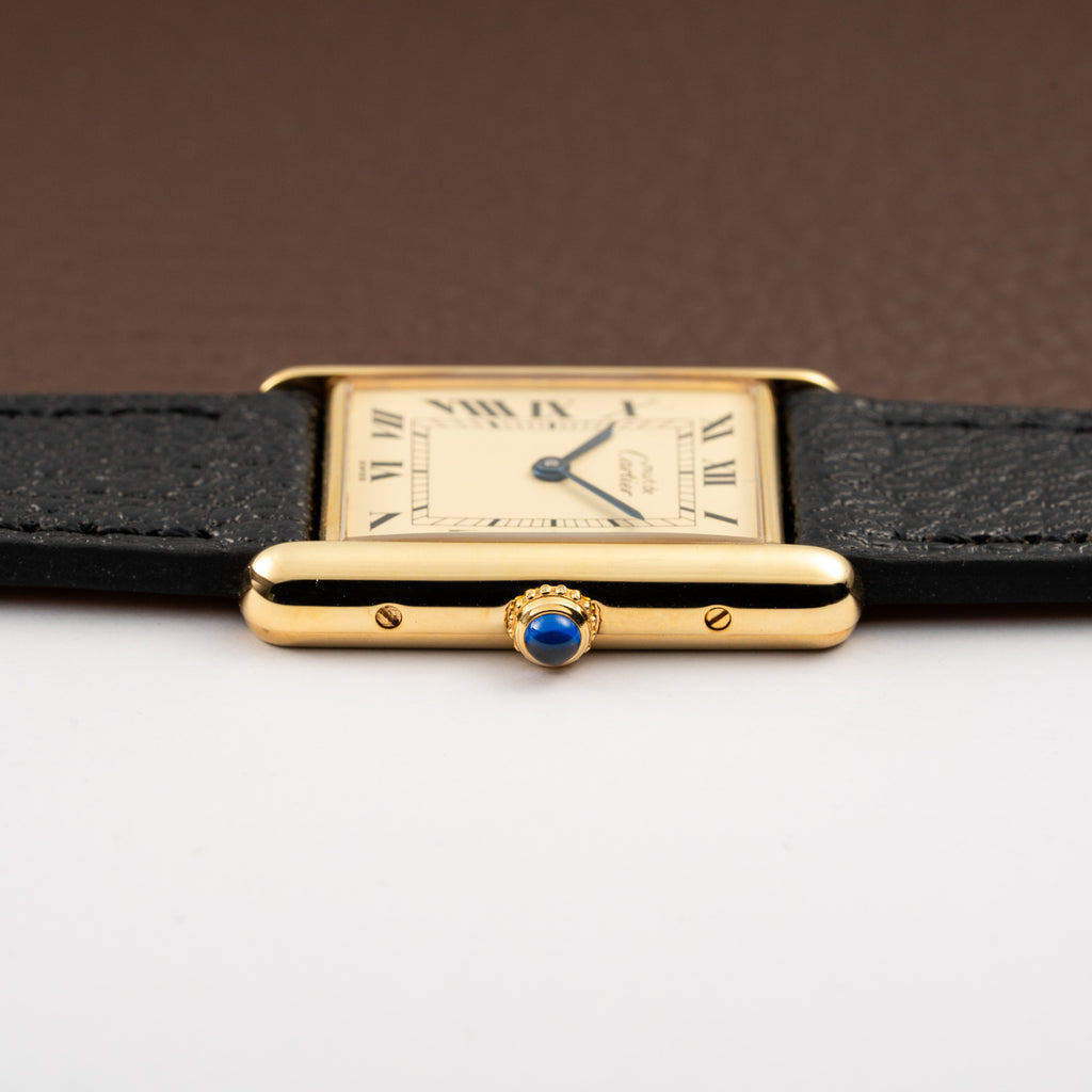 Cartier Tank Must de Vermeil Classic Roman Lemon Dial Ref 590005 from 1990s