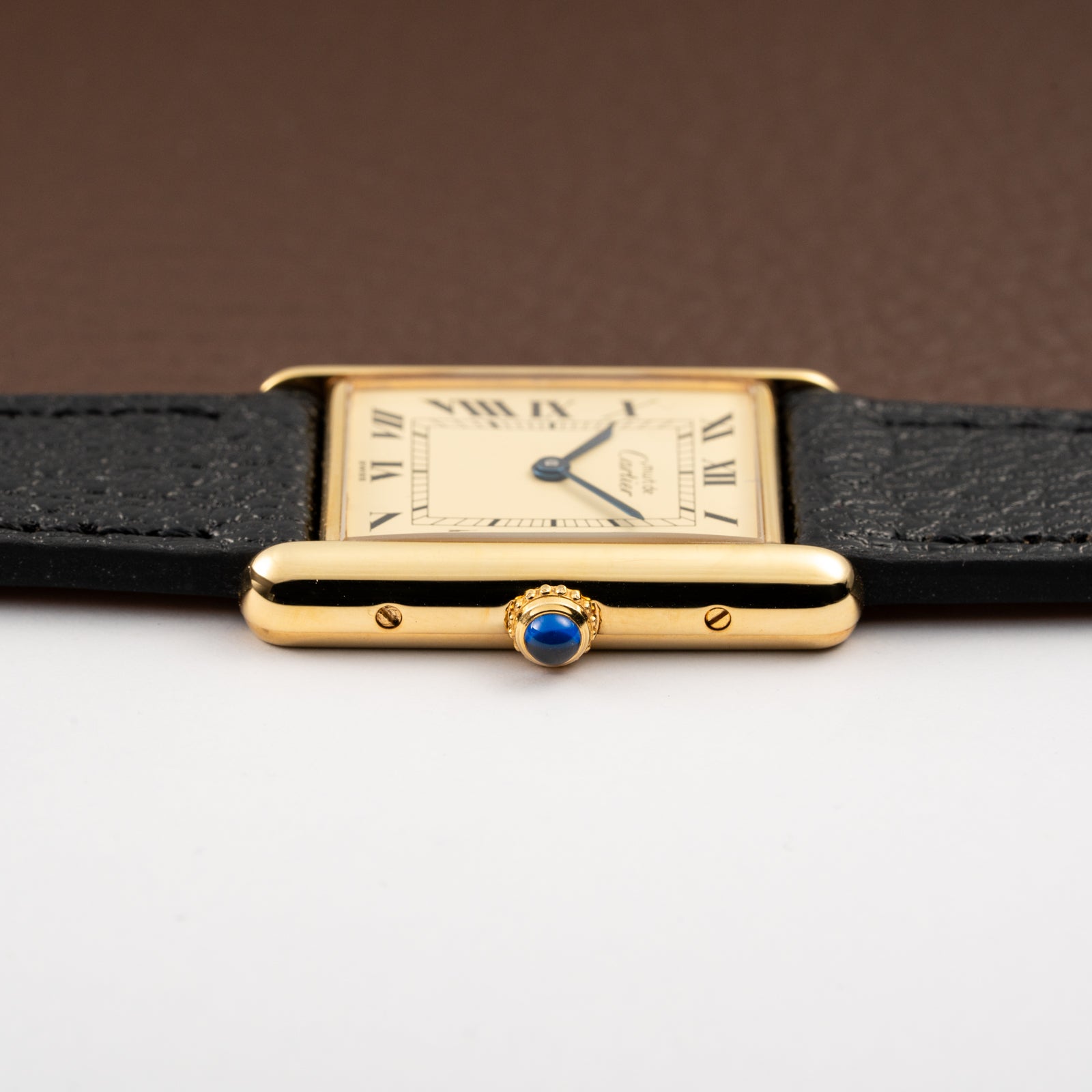 Cartier Tank Must de Vermeil Classic Roman Lemon Dial Ref 590005 from 1990s