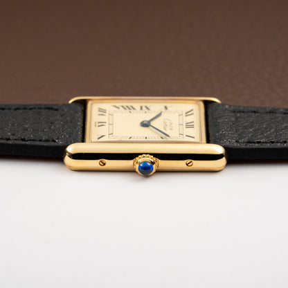 Cartier Tank Must de Vermeil Classic Roman Lemon Dial Ref 590005 from 1990s