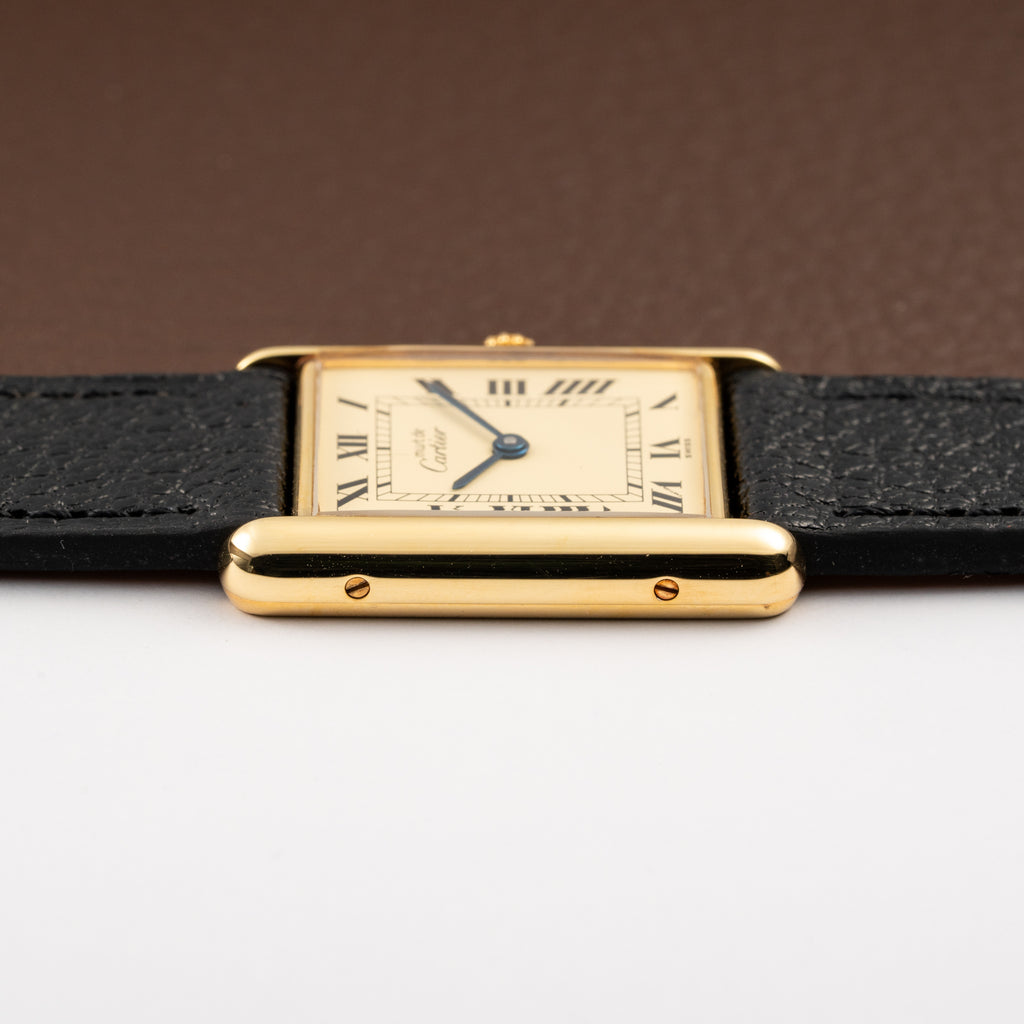 Cartier Tank Must de Vermeil Classic Roman Lemon Dial Ref 590005 from 1990s