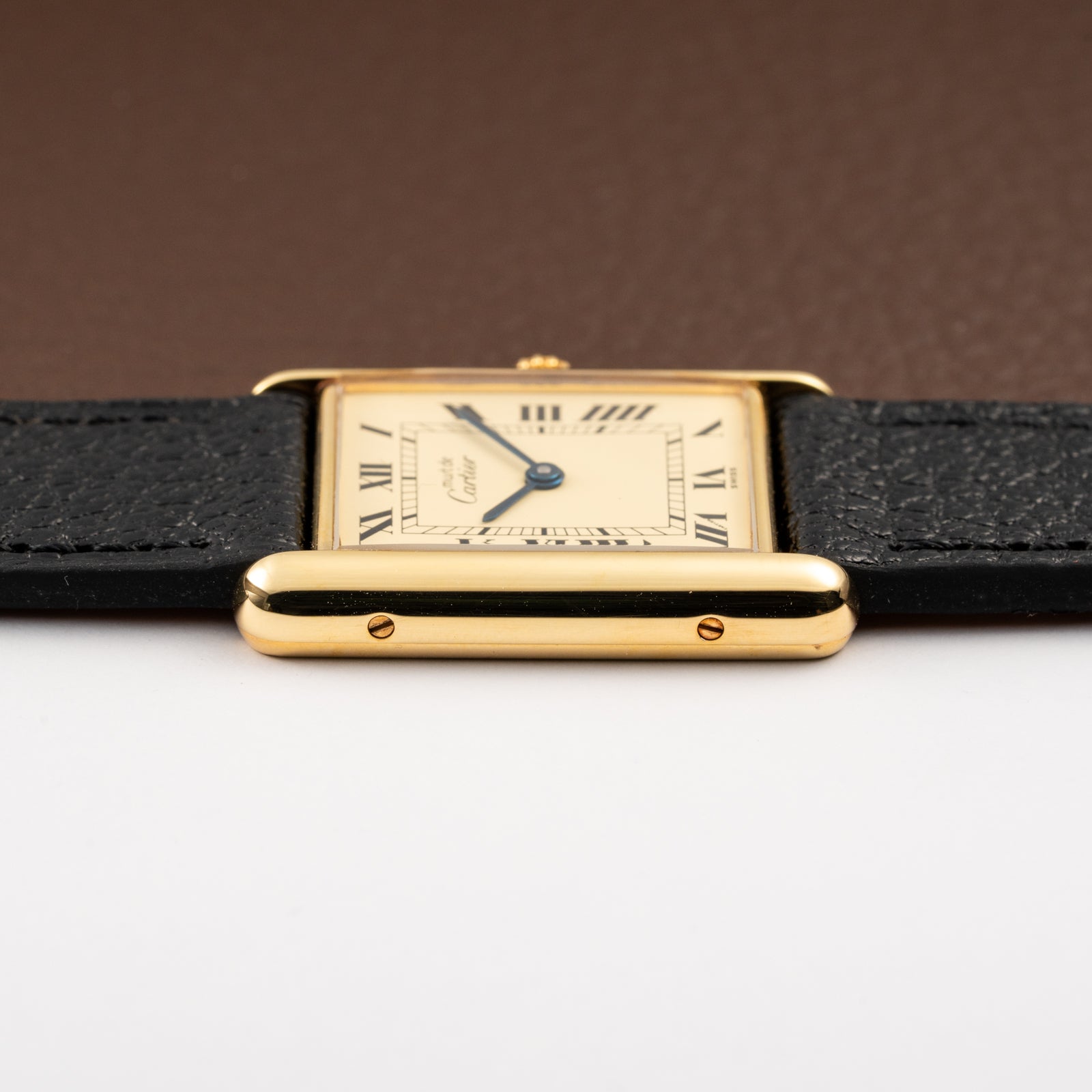 Cartier Tank Must de Vermeil Classic Roman Lemon Dial Ref 590005 from 1990s