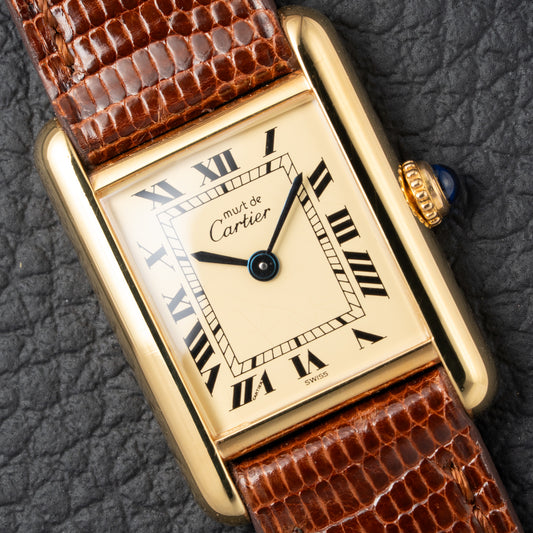 Cartier Tank Must de Lemon Roman Dial PM Vermeil Reference 3 66001