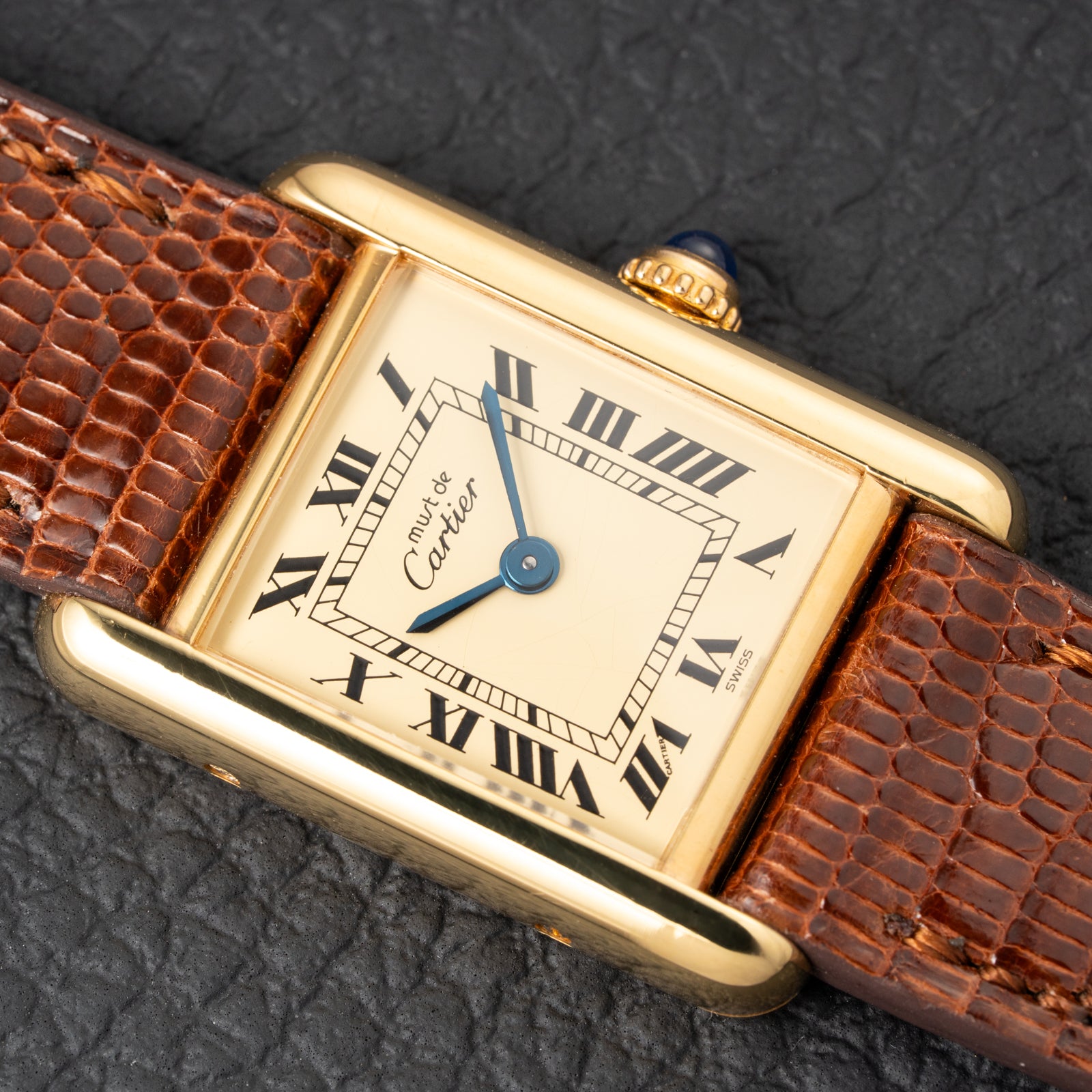 Cartier Tank Must de Lemon Roman Dial PM Vermeil Reference 3 66001