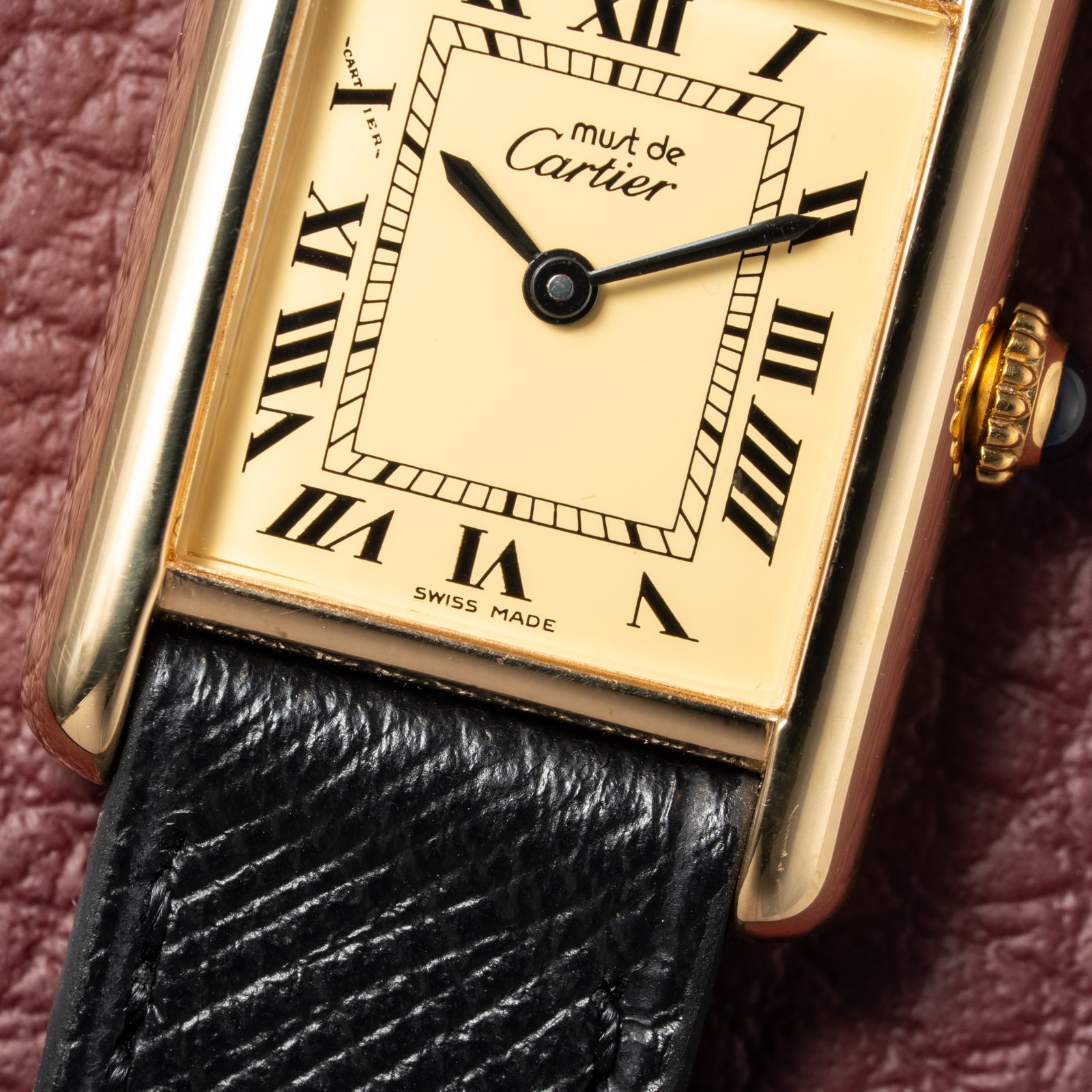 Cartier Tank Must de Vermeil Classic Roman Lemon Dial PM 1980s