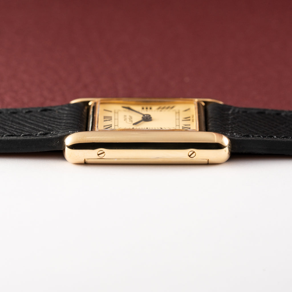 Cartier Tank Must de Vermeil Classic Roman Lemon Dial PM 1980s
