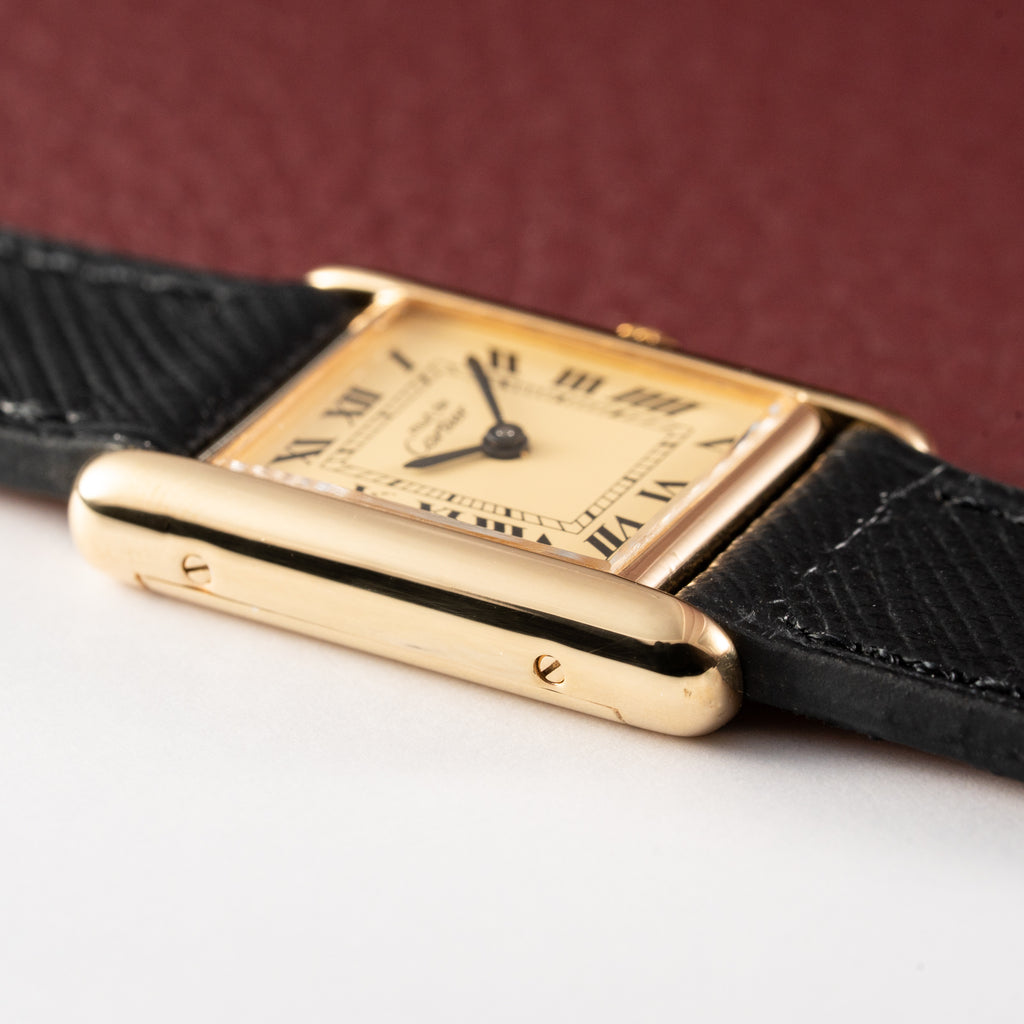 Cartier Tank Must de Vermeil Classic Roman Lemon Dial PM 1980s