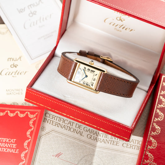Cartier Must de Tank Vermeil Roman Full Set Ref. 3 66001 from 1986 !