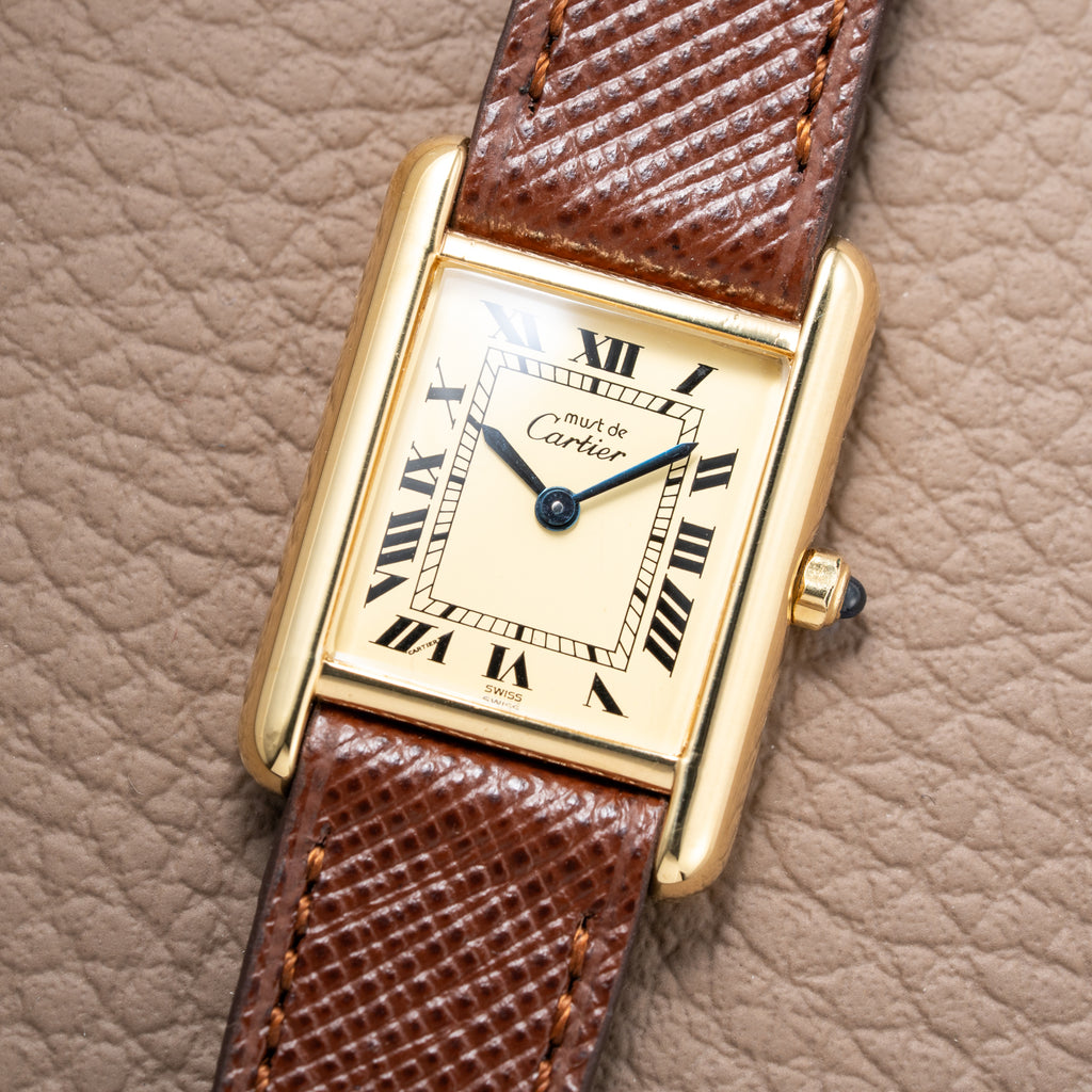 Cartier Must de Tank Vermeil Roman Full Set Ref. 3 66001 from 1986 !