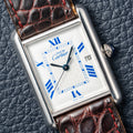 Cartier Tank Must de Large GM Blue Roman Dial 925 Silver Ref. 2414