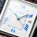 Cartier Tank Must de Large GM Blue Roman Dial 925 Silver Ref. 2414