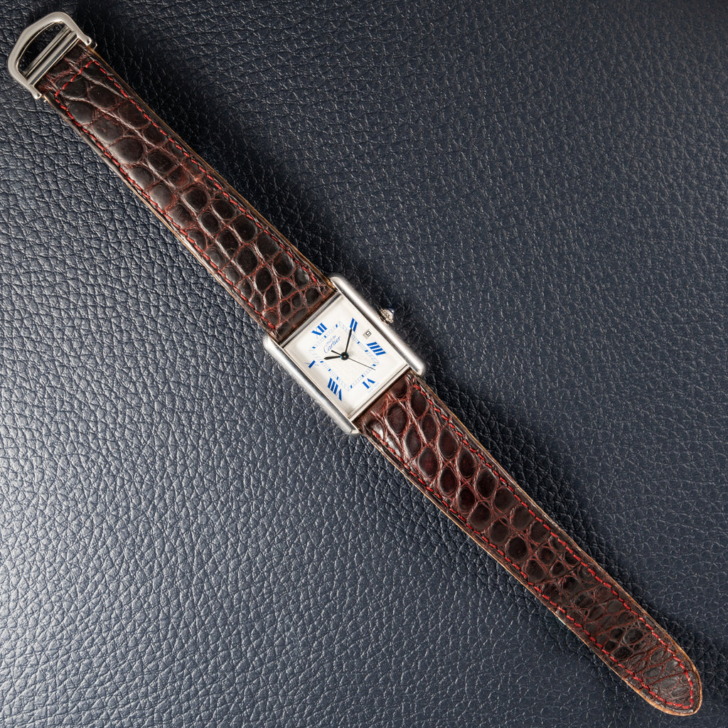 Cartier Tank Must de Large GM Blue Roman Dial 925 Silver Ref. 2414