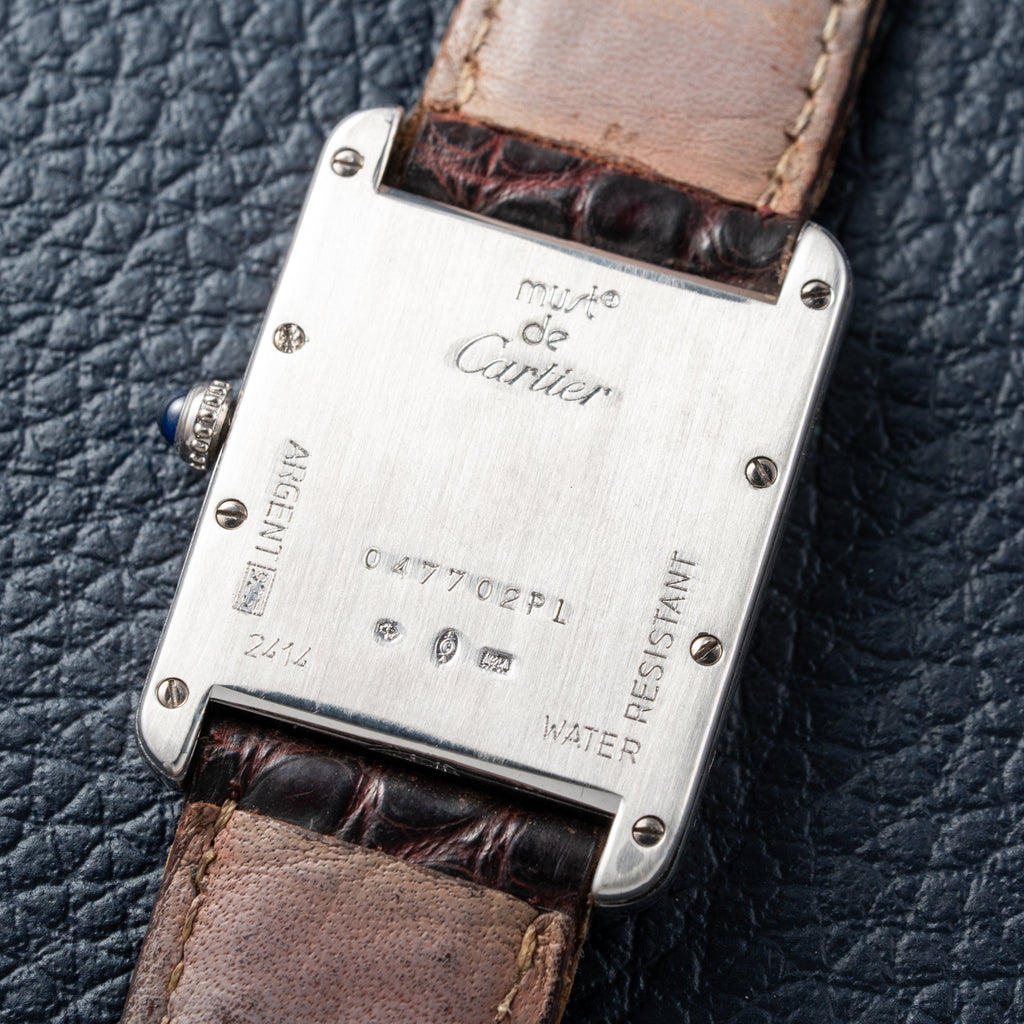 Cartier Tank Must de Large GM Blue Roman Dial 925 Silver Ref. 2414
