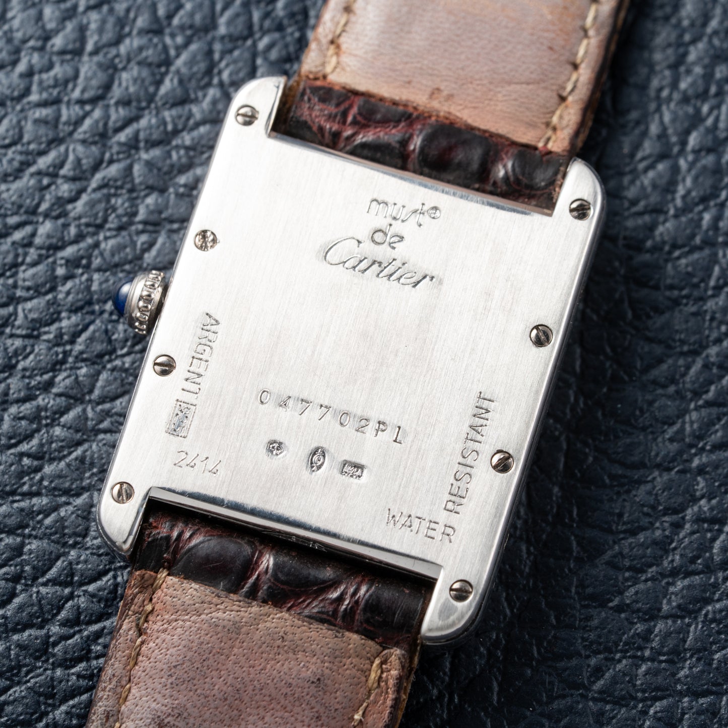 Cartier Tank Must de Large GM Blue Roman Dial 925 Silver Ref. 2414