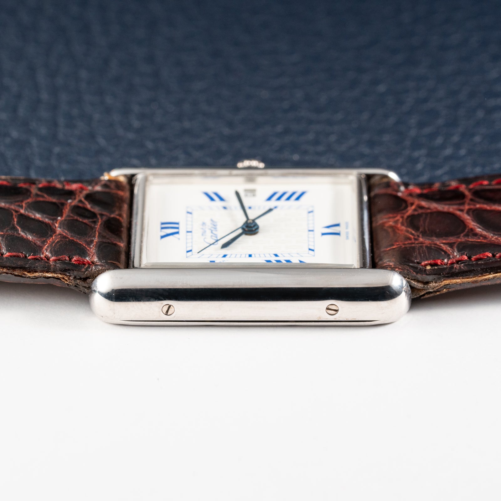 Cartier Tank Must de Large GM Blue Roman Dial 925 Silver Ref. 2414